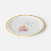 Moderne pinkfarbene Individuelle Namen Pappteller (Schrägansicht)