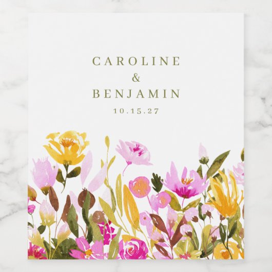 Moderne pinkfarbene Individuelle Namen Weinetikett (Einzelnes Label)