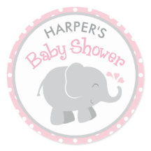 Moderne pinkfarbene und graue Elephant Girl Baby D