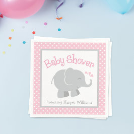 Moderne pinkfarbene und graue Elephant Girl Baby D Serviette