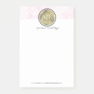 Moderne Pinkle-Marmor-Simulationsfolie-Monogramm Post-it Klebezettel