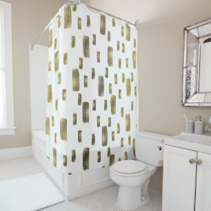 Moderne Pinsel Gold Kupfer Bronze Glitter Duschvorhang