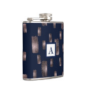 Moderne Pinsel Rose Gold & Navy Blauer Sparkor Flachmann (Rechts)