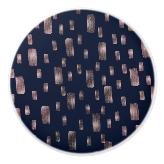 Moderne Pinsel Rose Gold & Navy Blauer Sparkor Keramikknauf (Vorderseite)