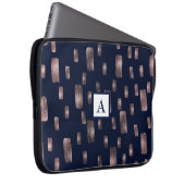 Moderne Pinsel Rose Gold & Navy Blauer Sparkor Laptopschutzhülle (Vorne Rechts)