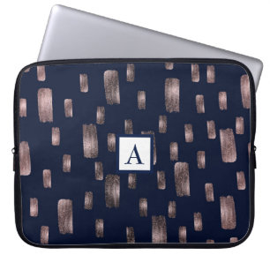 Moderne Pinsel Rose Gold & Navy Blauer Sparkor Laptopschutzhülle