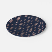 Moderne Pinsel Rose Gold & Navy Blauer Sparkor Pappteller (Schrägansicht)