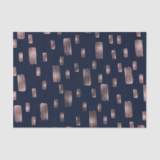 Moderne Pinsel Rose Gold & Navy Blauer Sparkor Seidenpapier (Vorderseite)