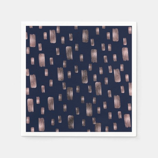 Moderne Pinsel Rose Gold & Navy Blauer Sparkor Serviette (Vorderseite)