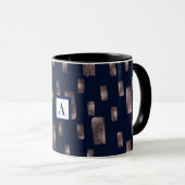 Moderne Pinsel Rose Gold & Navy Blauer Sparkor Tasse (VorderseiteRechts)