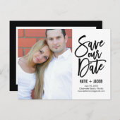 Moderne Pinsel Save the Date Postkarte (Vorne/Hinten)