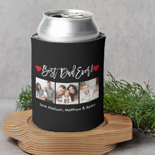 Moderne Pinsel-Schrift Herzen 3 Fotos Bester Vater Dosenkühler