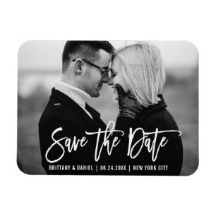 Moderne Pinsel Schrift Trendy Save The Date Foto Magnet