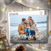 Moderne Pinsel Script Seen und Grüße Urlaub Postkarte