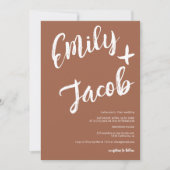 Moderne Pinselbezeichnungen Terracotta qr Code Hoc Einladung (Vorderseite)