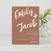 Moderne Pinselbezeichnungen Terracotta qr Code Hoc Einladung (Stehend Vorderseite)