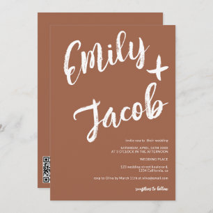 Moderne Pinselbezeichnungen Terracotta qr Code Hoc Einladung