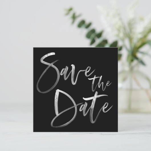 Moderne Pinselkalligrafie Script Black Wedding Save The Date (Stehend Vorderseite)