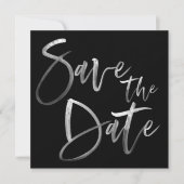 Moderne Pinselkalligrafie Script Black Wedding Save The Date (Vorderseite)