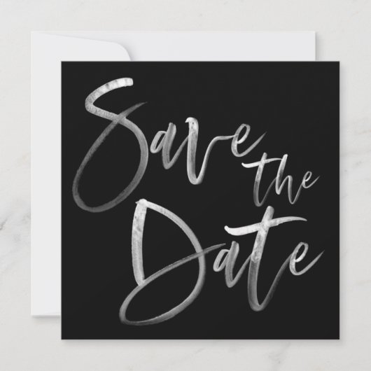 Moderne Pinselkalligrafie Script Black Wedding Save The Date (Vorderseite)