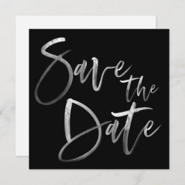 Moderne Pinselkalligrafie Script Black Wedding Save The Date
