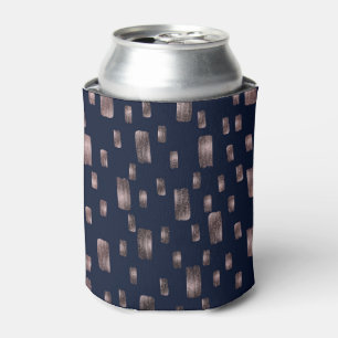 Moderne Pinselrose Gold & Navy Blau Glanz Dosenkühler