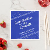 Moderne Pinselschrift Diagonal Stars Name Royal Bl Serviette (Beispiel)