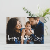 Moderne Pinselschrift Foto Happy Vatertag (Stehend Vorderseite)