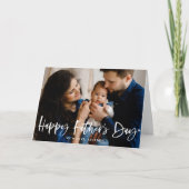 Moderne Pinselschrift Foto Happy Vatertag Karte (Vorderseite)