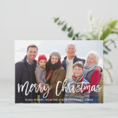 Moderne Pinselschrift Frohe Weihnachtsfamilien Fot Feiertagskarte (Stehend Vorderseite)