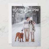 Moderne Pinselschrift Frohe Weihnachtsfotokarte Einladung (Vorderseite)