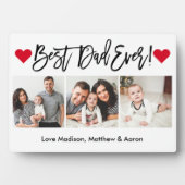 Moderne Pinselschrift Herz 3 Foto Bester Vater je Fotoplatte (Vorderseite)