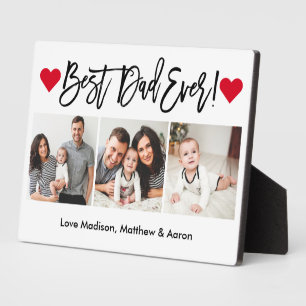 Moderne Pinselschrift Herz 3 Foto Bester Vater je Fotoplatte