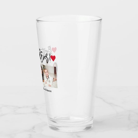 Moderne Pinselschrift Herz 3 Foto Bester Vater je Glas (Links)