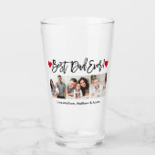 Moderne Pinselschrift Herz 3 Foto Bester Vater je Glas (Vorderseite)