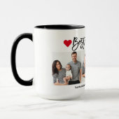 Moderne Pinselschrift Herz 3 Foto Bester Vater je Tasse (Links)