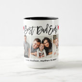 Moderne Pinselschrift Herz 3 Foto Bester Vater je Tasse (Zentrum)