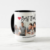 Moderne Pinselschrift Herz 3 Foto Bester Vater je Tasse (Vorderseite Links)