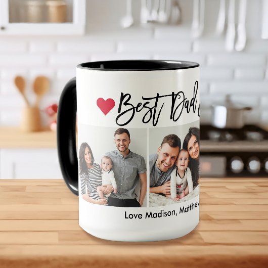 Moderne Pinselschrift Herz 3 Foto Bester Vater je Tasse