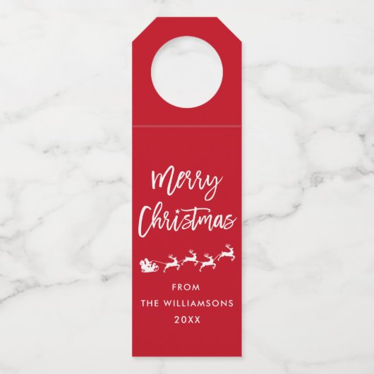 Moderne Pinselschrift Star Weihnachten Weihnachten Flaschenanhänger (Vorderseite)