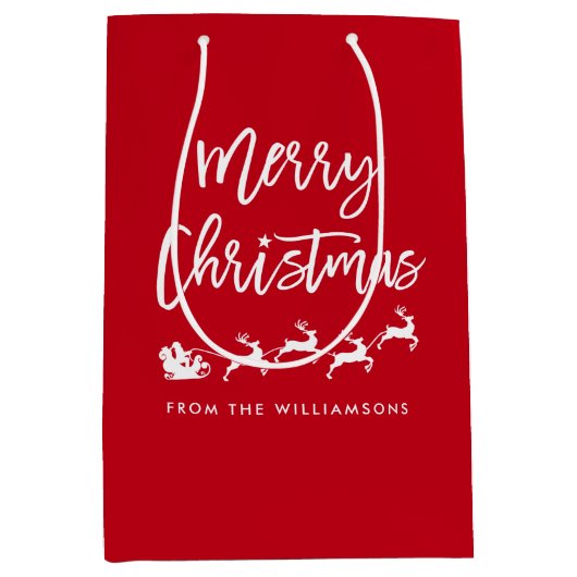 Moderne Pinselschrift Star Weihnachten Weihnachten Mittlere Geschenktüte (Vorderseite)