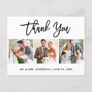 Moderne Pinselschrift Wedding 3 Foto Vielen Dank Postkarte