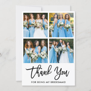 Moderne Pinselschrift Wedding 4 Foto Bridesmaid Dankeskarte