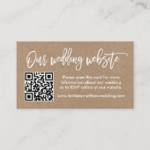 Moderne Pinselschrift Wedding Website QR Kraft Begleitkarte (Vorderseite)