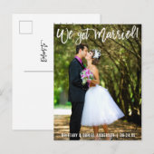 Moderne Pinselschrift Wir Got Verheiratetes Foto Postkarte (Vorne/Hinten)