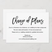 Moderne Pinselskriptänderung von Plänen für Hochze Save The Date (Vorne/Hinten)