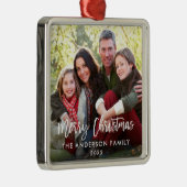 Moderne Pinselskripte Foto Weihnachtszeit Ornament Aus Metall (Rechts)