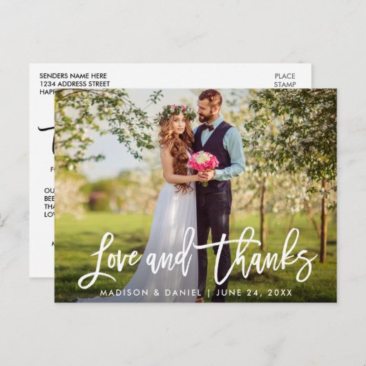 Moderne Pinselskripte für Hochzeitsskripte - Liebe Postkarte (Vorne/Hinten)