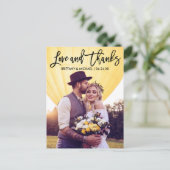 Moderne Pinselskripte - Liebe dank Couple Postkarte (Stehend Vorderseite)