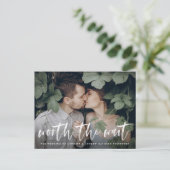 Moderne Pinselskripte mit Verzögerung Ankündigungspostkarte (Stehend Vorderseite)